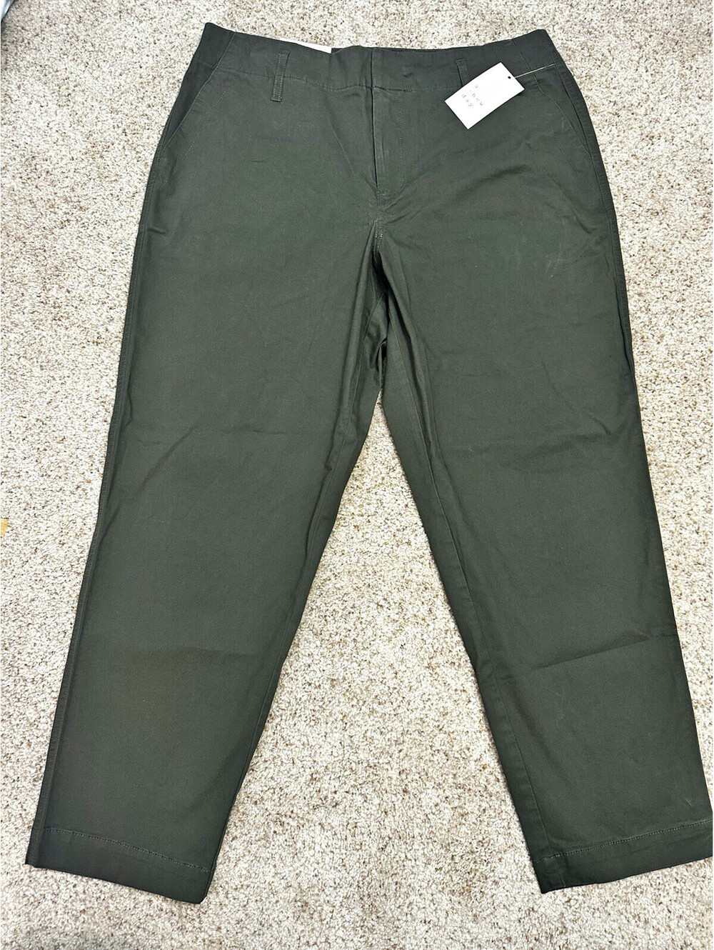 A New Day Chino Pants, Women's 12 Regular, Green Solid High Rise Straight Leg